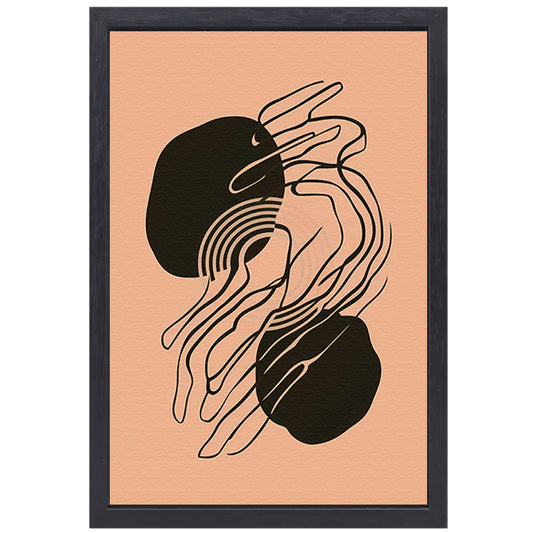 Hypnotiserende Abstracte Monochrome Lijnen canvas met baklijst