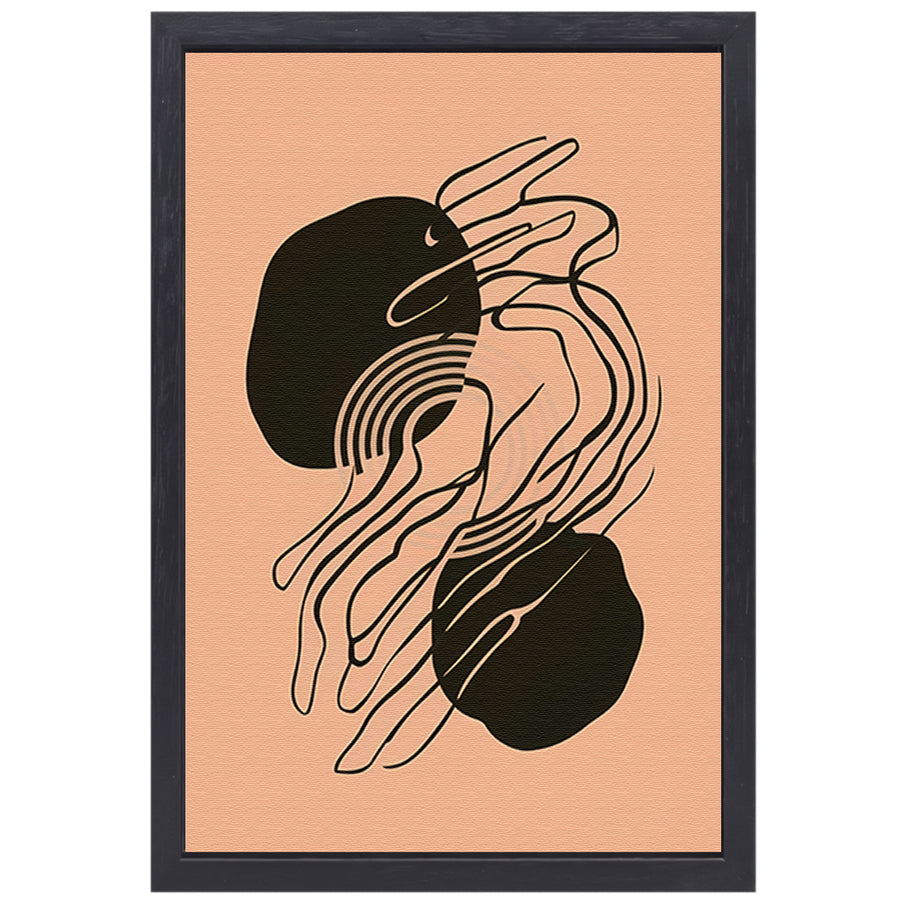 Hypnotiserende Abstracte Monochrome Lijnen canvas met baklijst