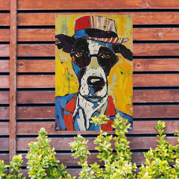 Pop Art Hond met Zonnebril en Hoed tuinposter