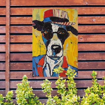 Pop Art Hond met Zonnebril en Hoed tuinposter