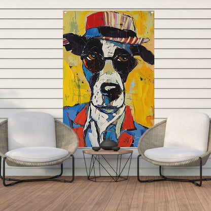 Pop Art Hond met Zonnebril en Hoed tuinposter