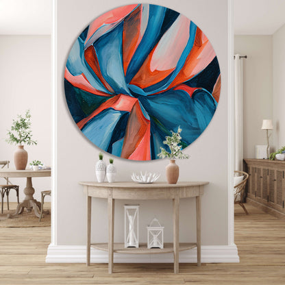 Abstract kleurrijk kunstwerk met levendige patronen aluminium muurcirkel