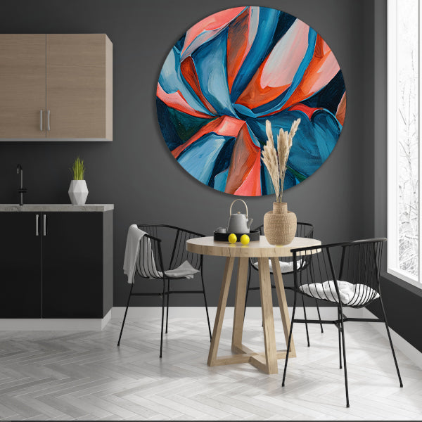 Abstract kleurrijk kunstwerk met levendige patronen aluminium muurcirkel
