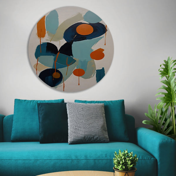 Dynamische Abstractie in Blauw en Oranje forex muurcirkel
