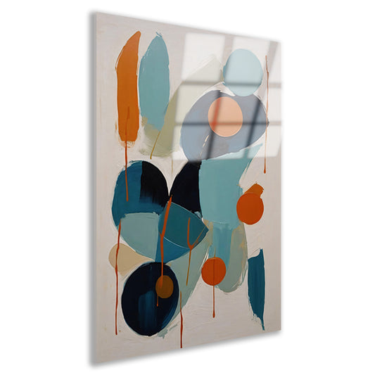 Dynamische Abstractie in Blauw en Oranje acrylglas
