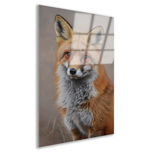 Realistisch schilderij van een vos acrylglas