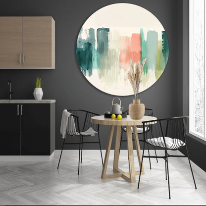 Kleurrijke abstracte schildering voor modern interieur aluminium muurcirkel