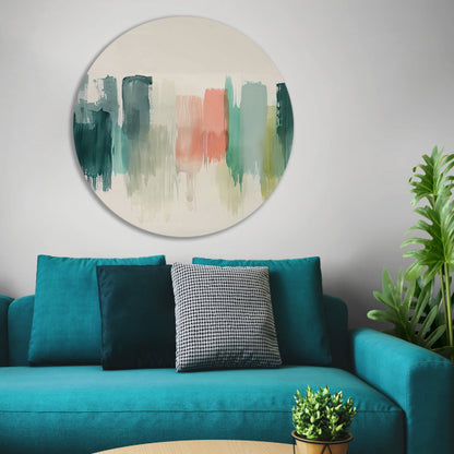 Kleurrijke abstracte schildering voor modern interieur aluminium muurcirkel