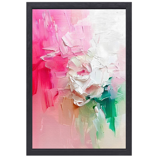 Kleurrijke abstracte bloemen schilderij canvas met baklijst