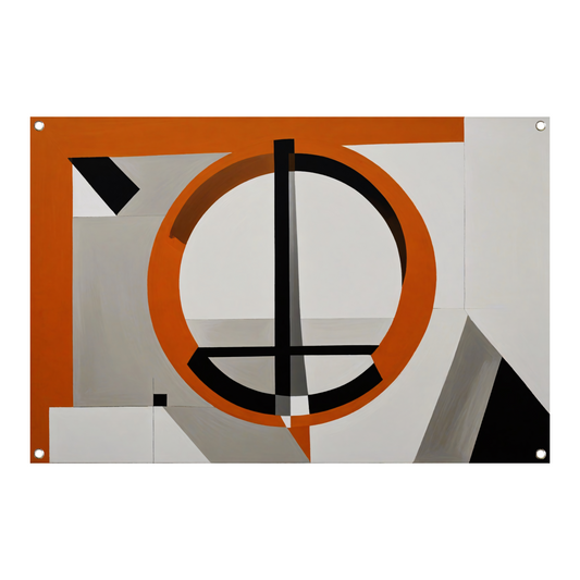 Minimalistisch Ontwerp met Oranje en Zwarte Vormen tuinposter