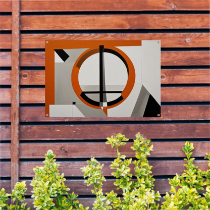 Minimalistisch Ontwerp met Oranje en Zwarte Vormen tuinposter
