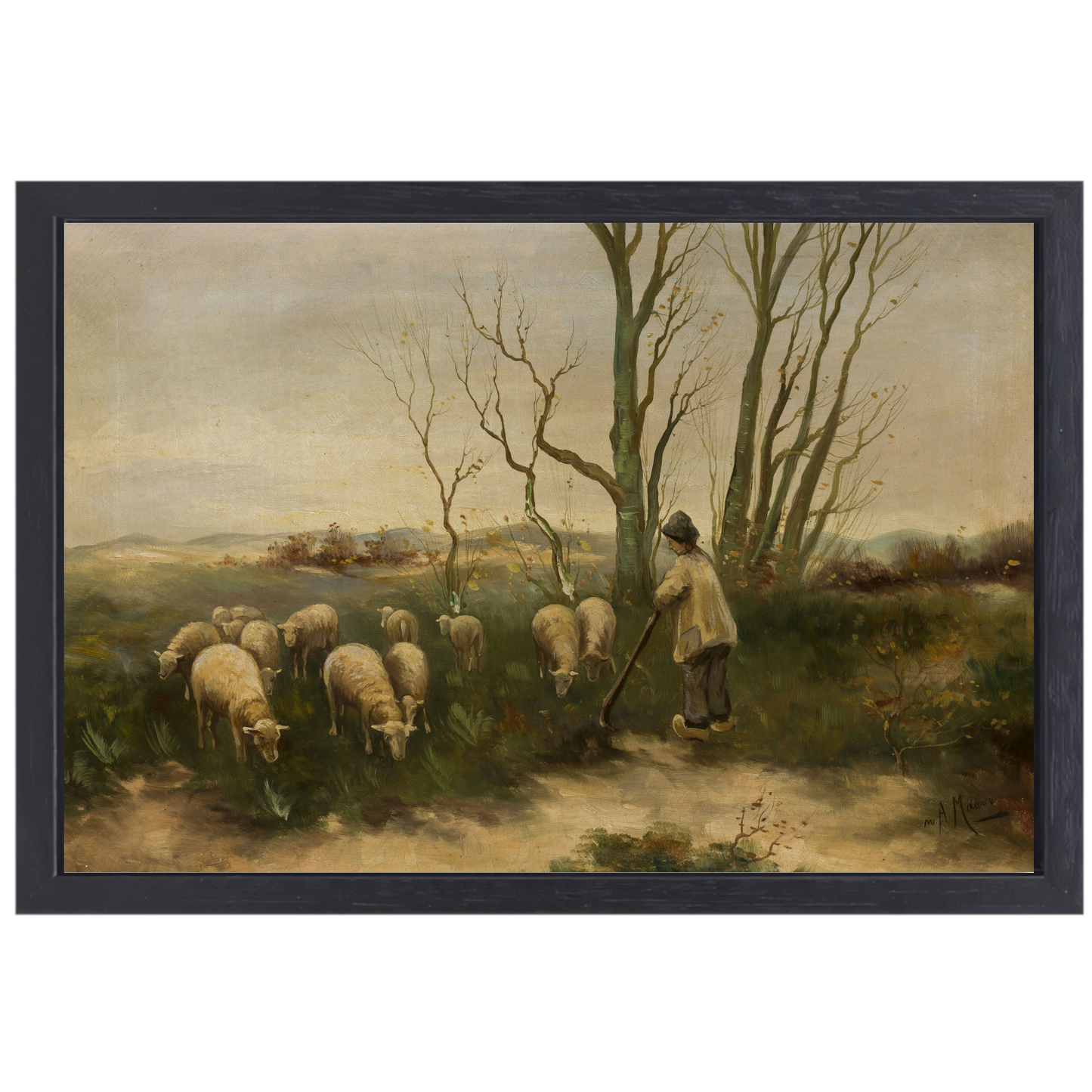 Herder en schapen - Anton Mauve canvas met baklijst