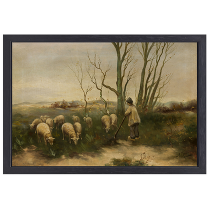 Herder en schapen - Anton Mauve canvas met baklijst