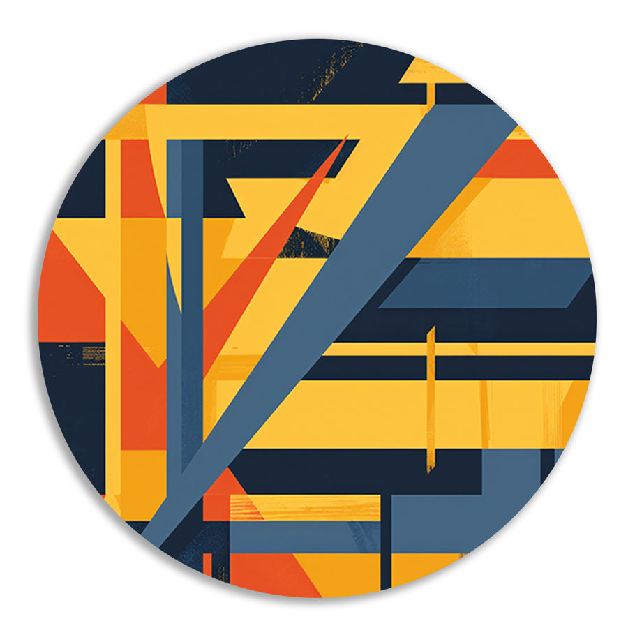 Abstract geometrisch patroon met levendige kleuren aluminium muurcirkel