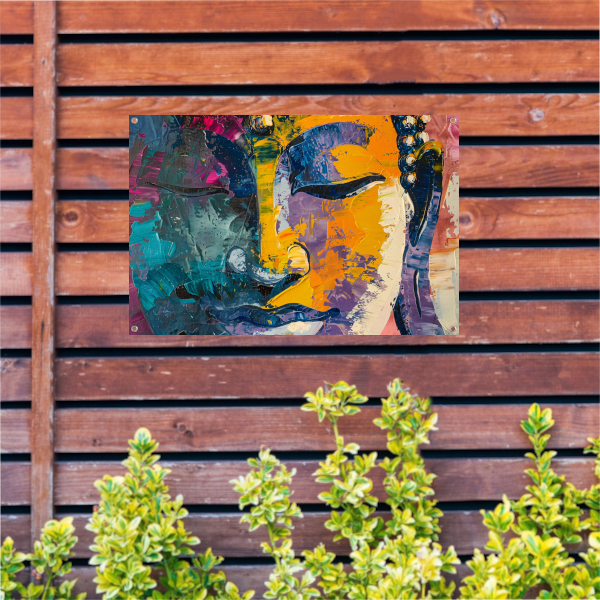 Explosie van Kleur en Dynamiek in Abstracte Kunst tuinposter