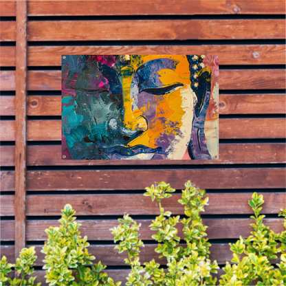 Explosie van Kleur en Dynamiek in Abstracte Kunst tuinposter