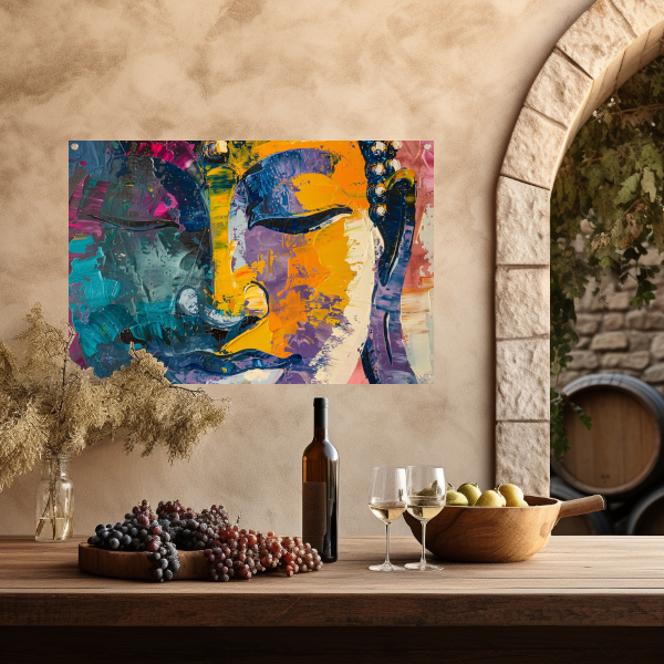 Explosie van Kleur en Dynamiek in Abstracte Kunst tuinposter