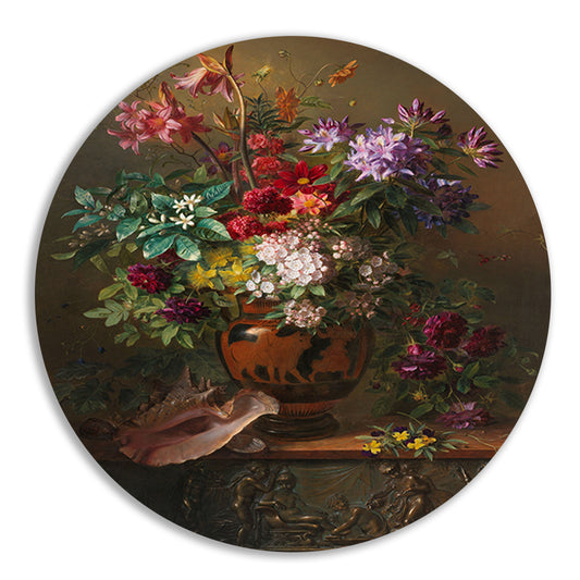 Stilleven met bloemen in een Griekse vaas - Georgius van Os aluminium muurcirkel