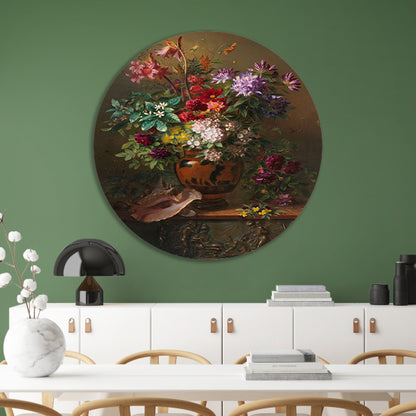 Stilleven met bloemen in een Griekse vaas - Georgius van Os aluminium muurcirkel