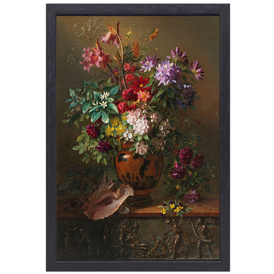 Stilleven met bloemen in een Griekse vaas - Georgius van Os canvas met baklijst