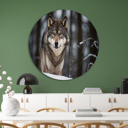 Majestueuze wolf in winterlandschap forex muurcirkel