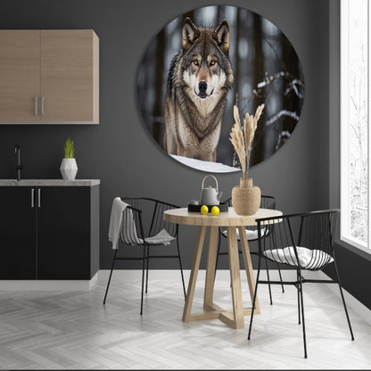 Majestueuze wolf in winterlandschap forex muurcirkel