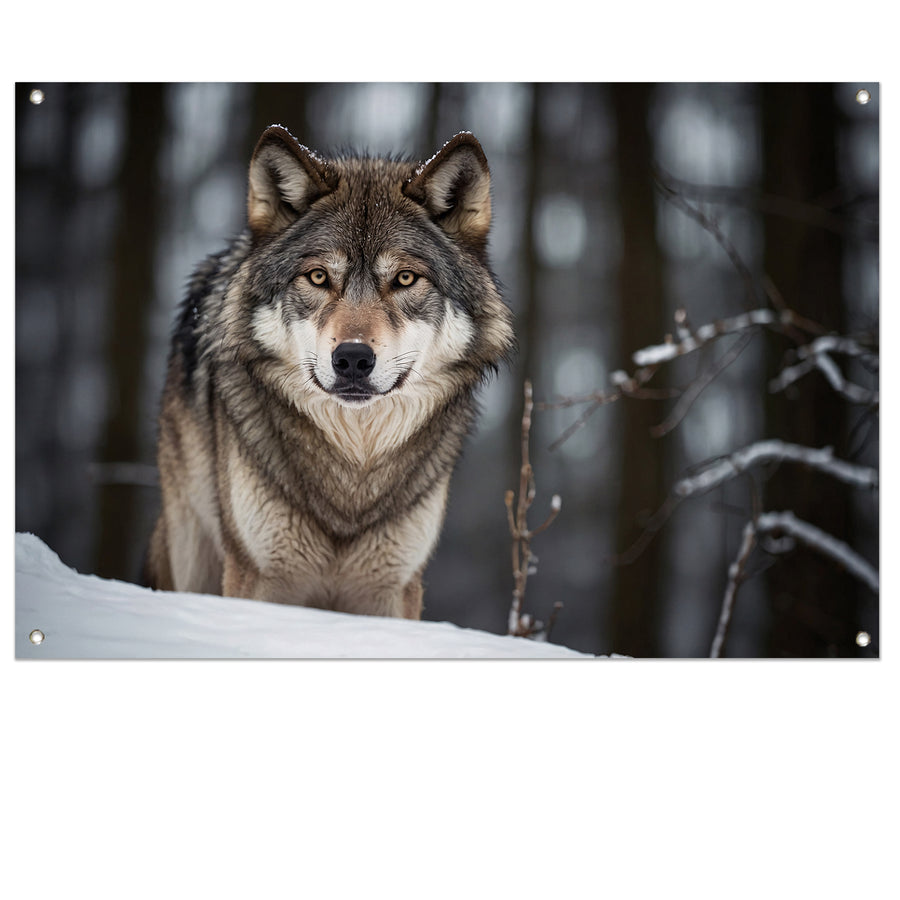 Majestueuze wolf in winterlandschap tuinposter