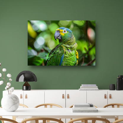 Betoverende blik van een kleurrijke papegaai canvas