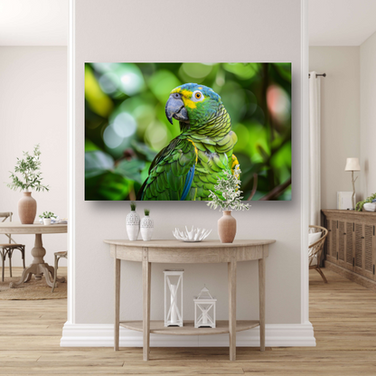 Betoverende blik van een kleurrijke papegaai canvas