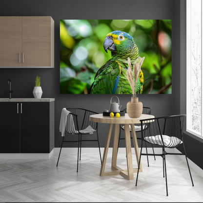Betoverende blik van een kleurrijke papegaai canvas