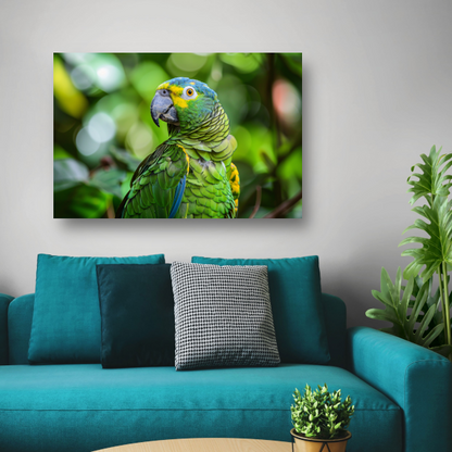 Betoverende blik van een kleurrijke papegaai canvas