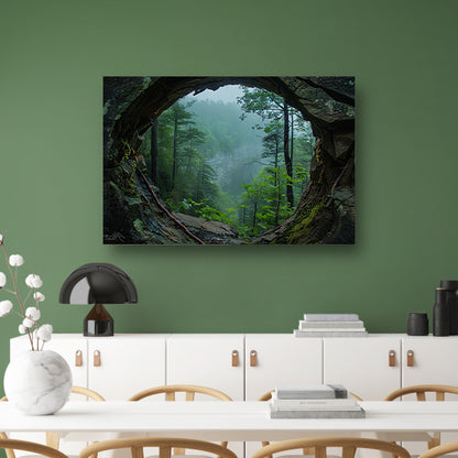 Rotsuitkijk Over Mistig Bos canvas