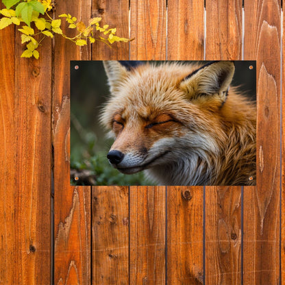 Slapende vos in de natuur vastgelegd tuinposter