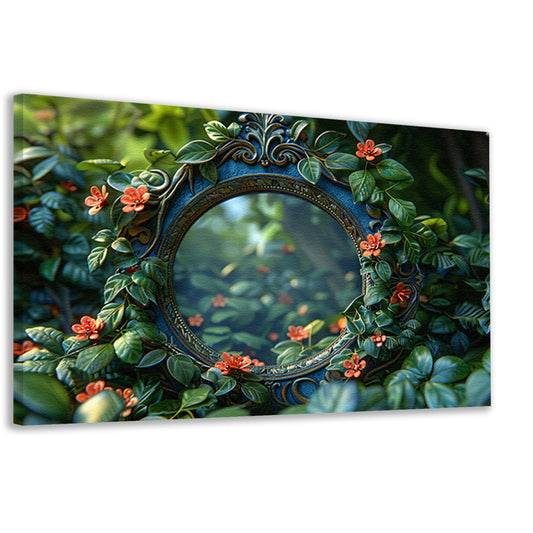 Art Nouveau Spiegel met Bloemen canvas