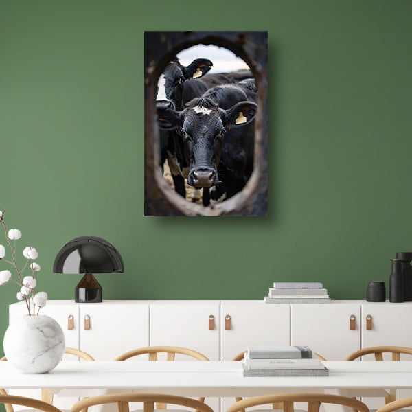Zwart-wit portret van twee koeien acrylglas