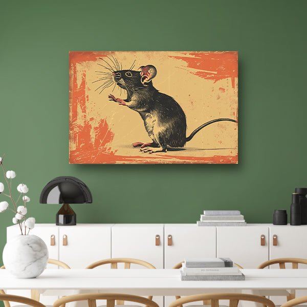 Vintage muis in kleurrijk grafisch ontwerpcanvas