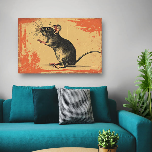 Vintage muis in kleurrijk grafisch ontwerpcanvas