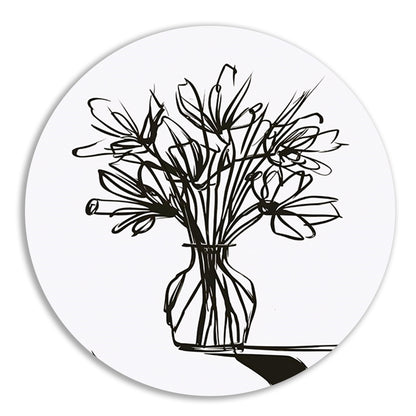 Abstracte bloemen in inkt op witte achtergrond forex muurcirkel