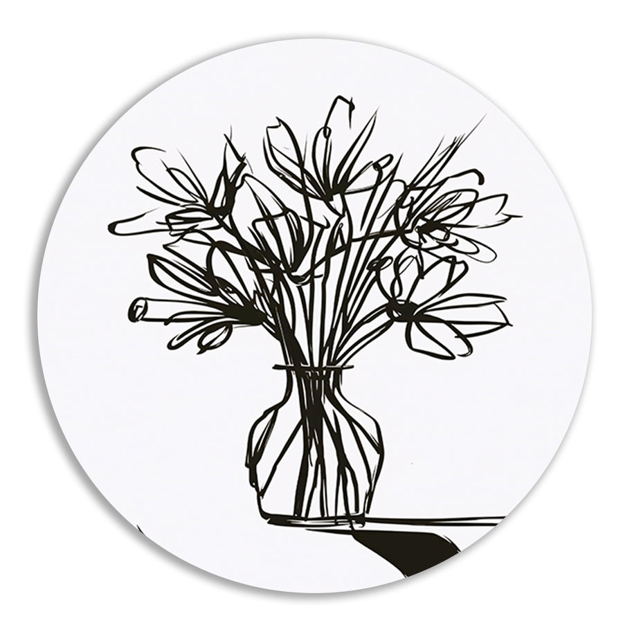 Abstracte bloemen in inkt op witte achtergrond forex muurcirkel
