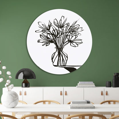 Abstracte bloemen in inkt op witte achtergrond forex muurcirkel