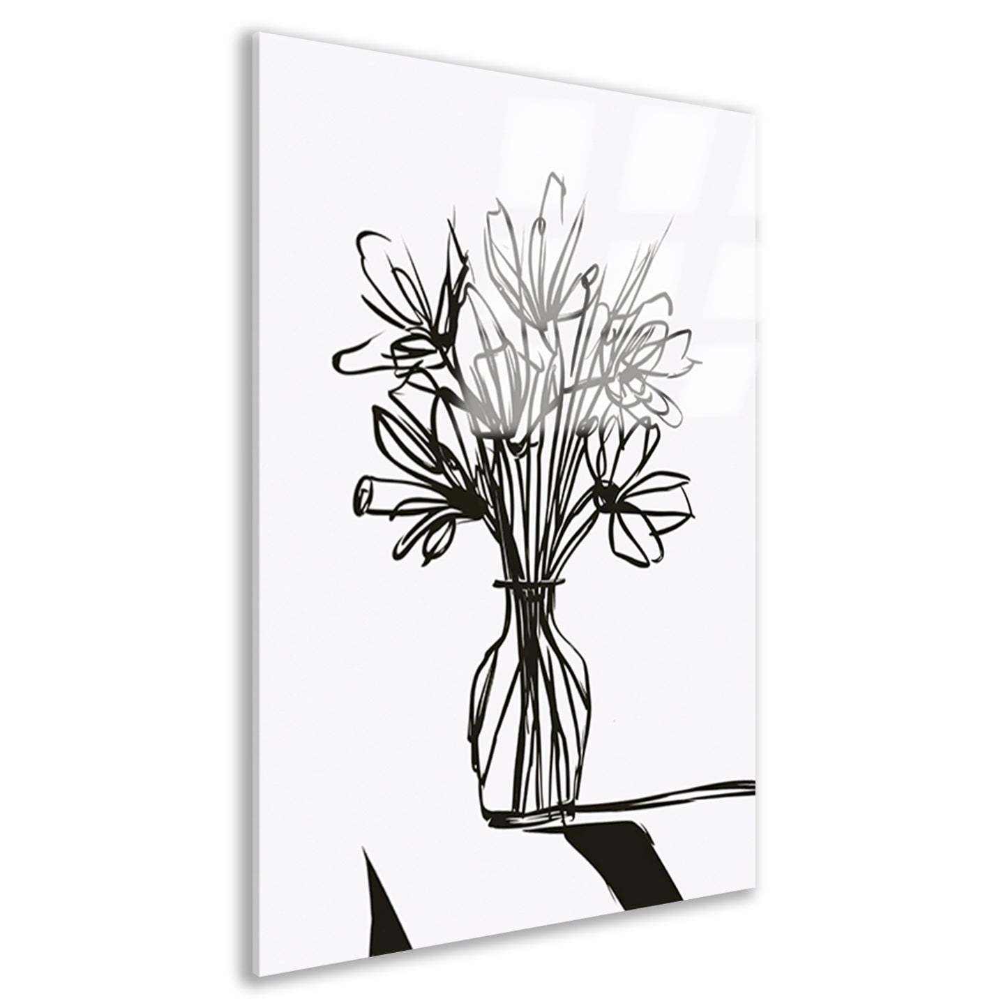 Abstracte bloemen in inkt op witte achtergrond acrylglas