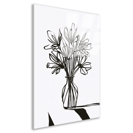 Abstracte bloemen in inkt op witte achtergrond acrylglas