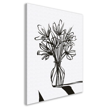 Abstracte bloemen in inkt op witte achtergrond canvas