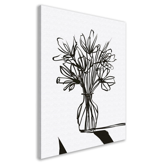 Abstracte bloemen in inkt op witte achtergrond canvas