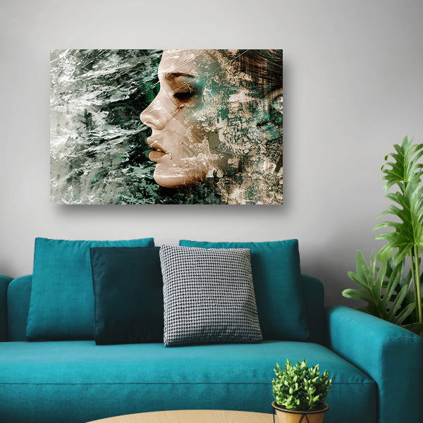 Abstract Gezicht met Dynamische Texturen canvas