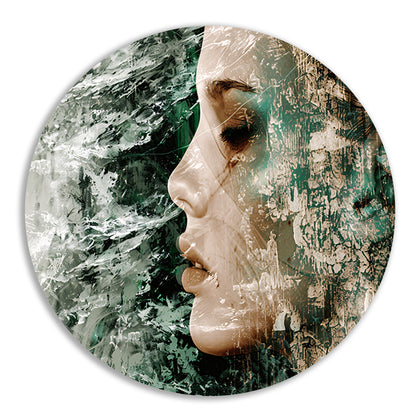 Abstract Gezicht met Dynamische Texturen aluminium muurcirkel