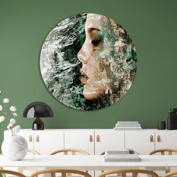 Abstract Gezicht met Dynamische Texturen aluminium muurcirkel