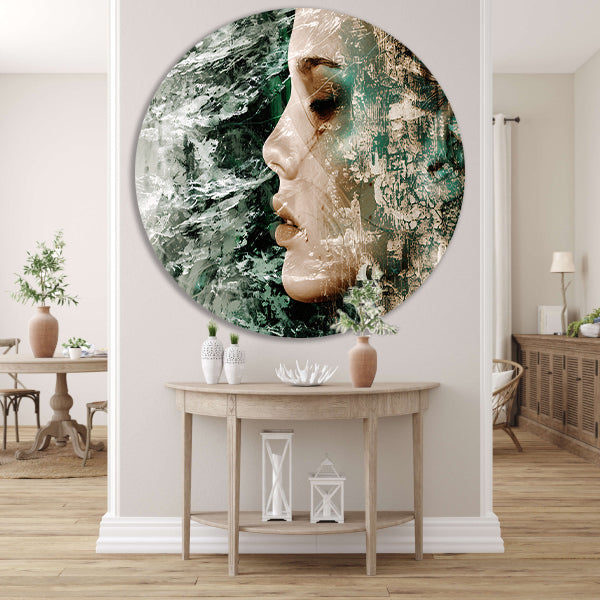 Abstract Gezicht met Dynamische Texturen aluminium muurcirkel