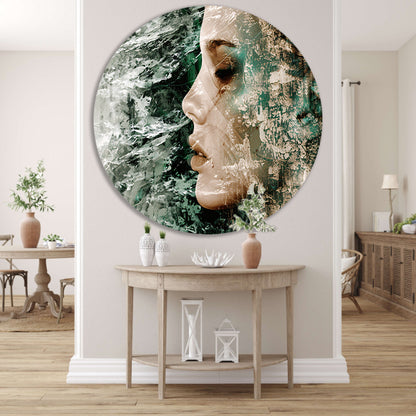 Abstract Gezicht met Dynamische Texturen aluminium muurcirkel