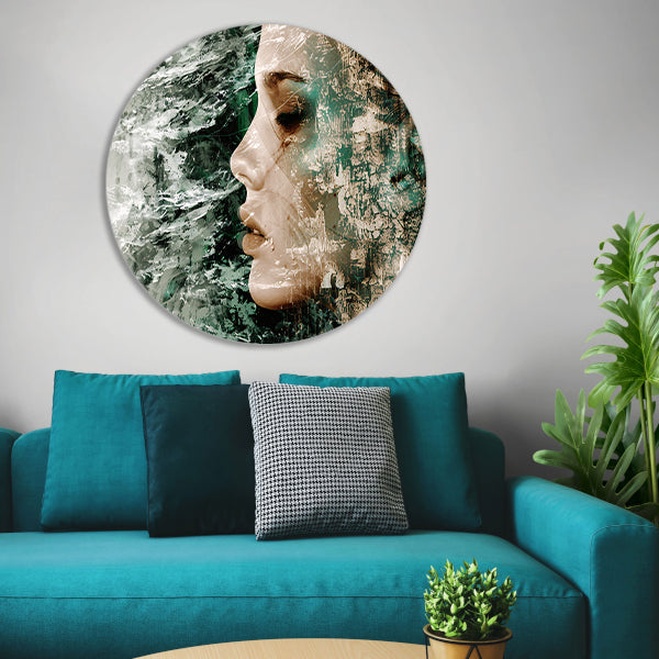 Abstract Gezicht met Dynamische Texturen aluminium muurcirkel